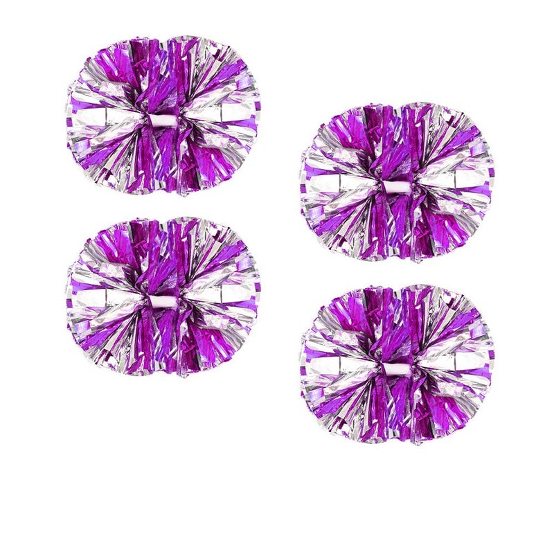 CREATIEE-PRO 4Pcs Metallic Cheerleading Pom Poms, 2 Pair Cheerleader Cheering Squad Pompoms for School Sports Dance Games Team Spirit Cheer - Image 1